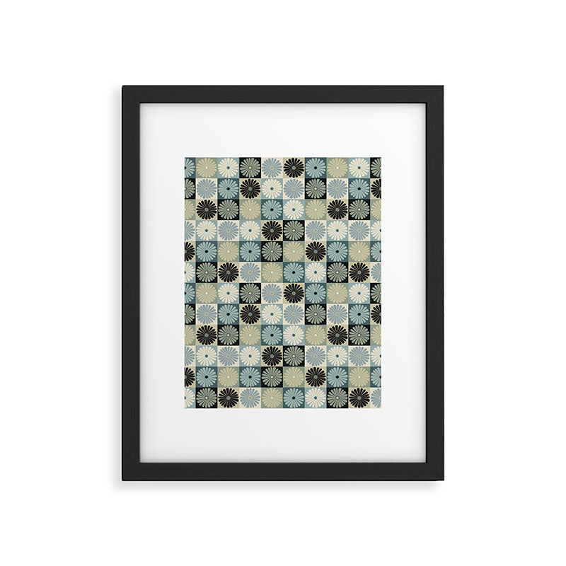 Retro Flowers Check Pattern VI Framed Art Print Gallery Image 6