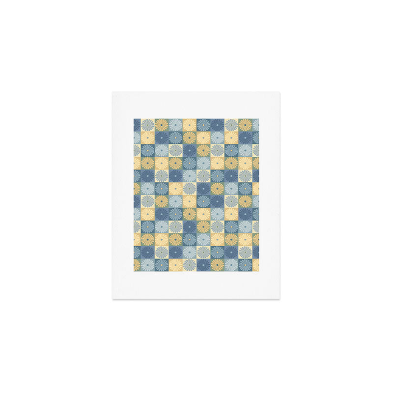Retro Flowers Check Pattern VII Art Print Gallery Image 1