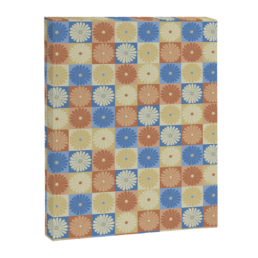 Retro Flowers Check Pattern VIII Canvas Print Gallery Image 8