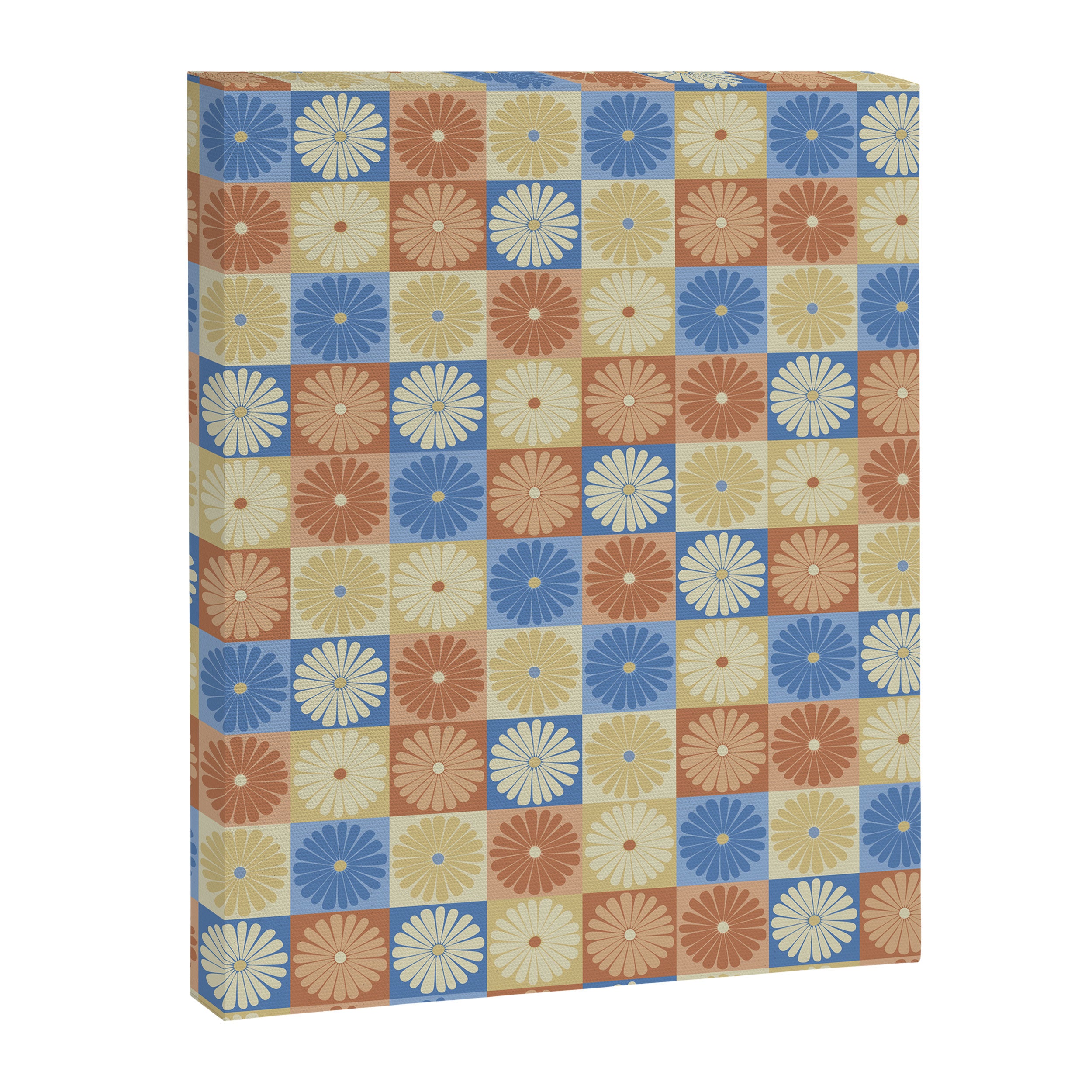 Retro Flowers Check Pattern VIII Canvas Print Gallery Image 8