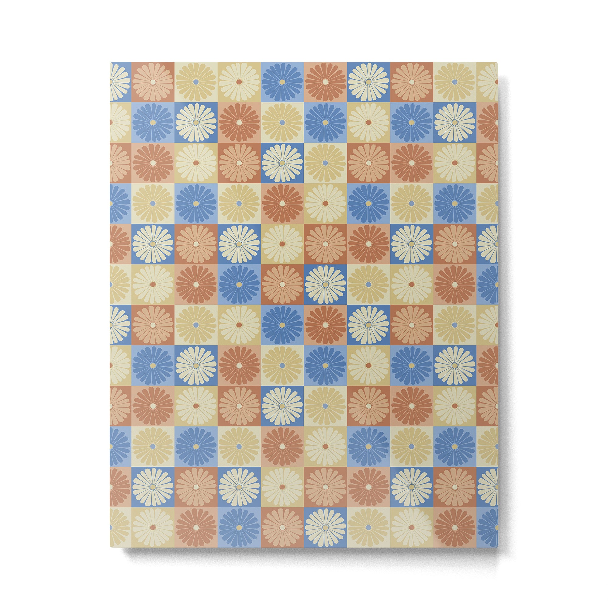 Retro Flowers Check Pattern VIII Metal Print Gallery Image 6
