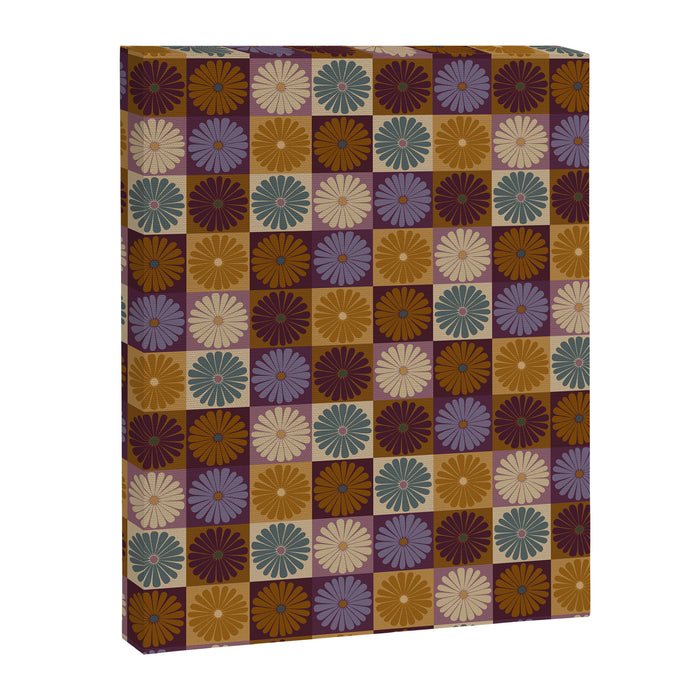 Retro Flowers Check Pattern X Canvas Print Gallery Image 1