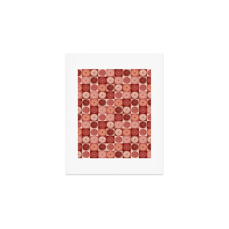 Retro Flowers Check Pattern XI Art Print Gallery Image 1