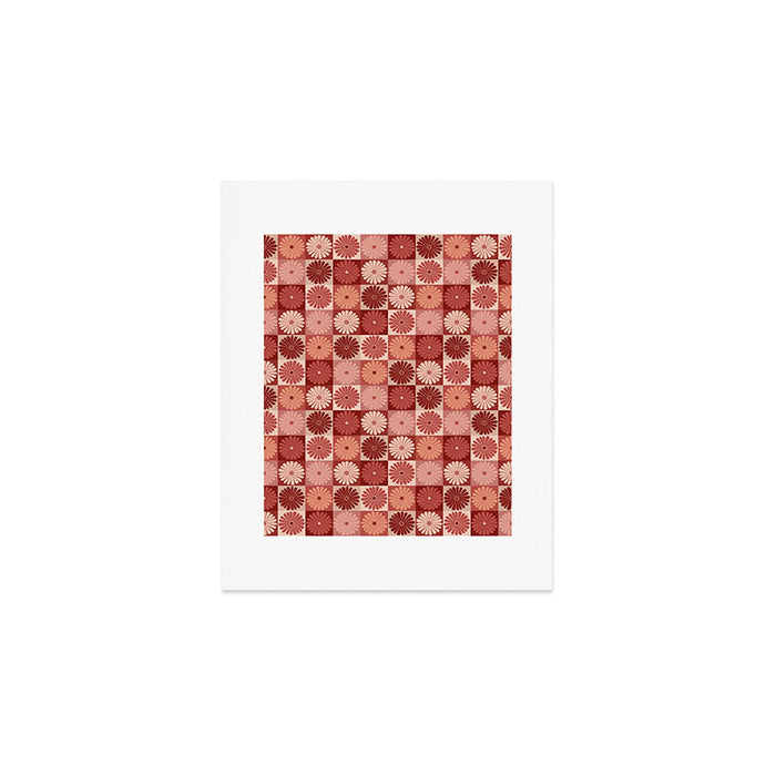 Retro Flowers Check Pattern XI Art Print Gallery Image 1