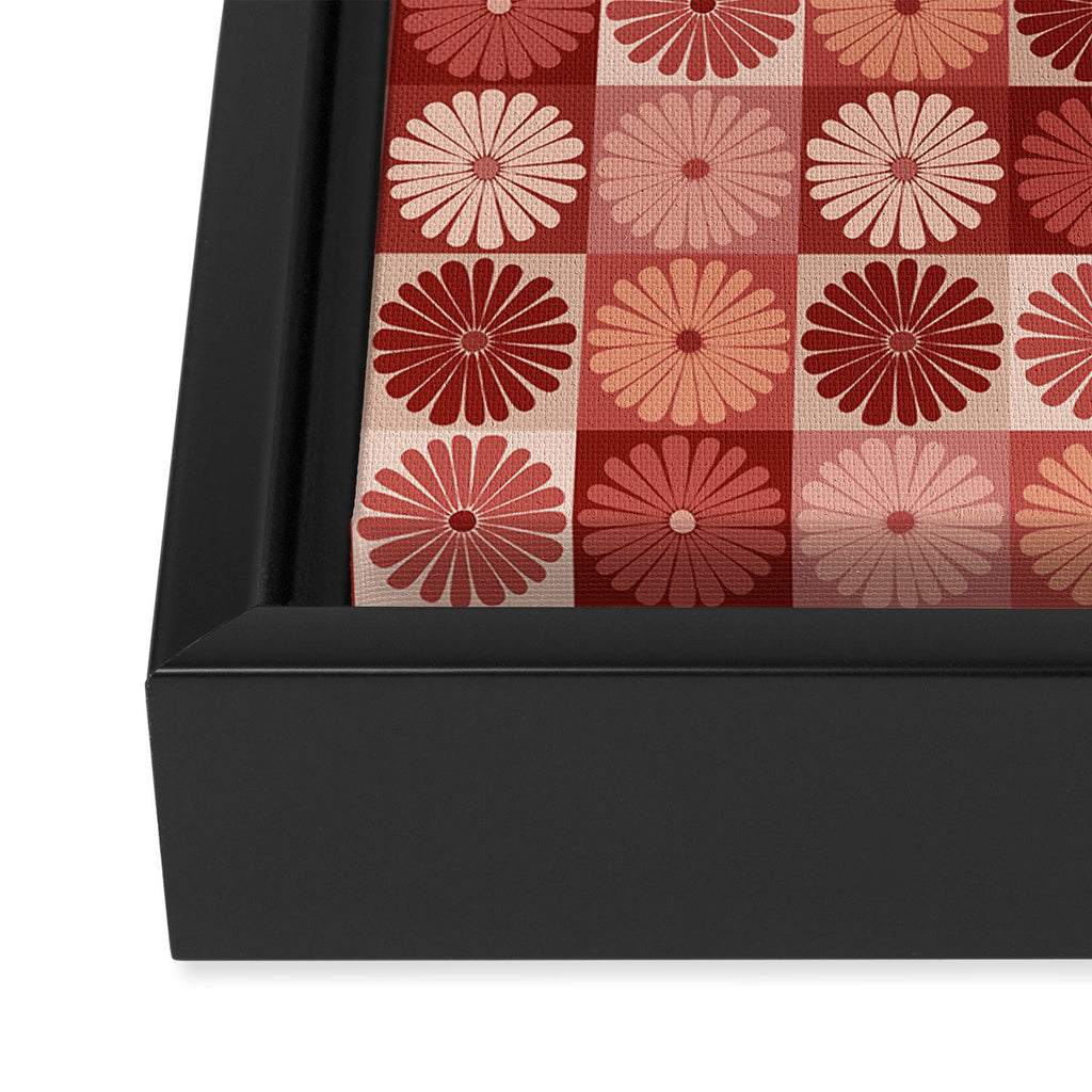 Retro Flowers Check Pattern XI Framed Canvas Print Gallery Image 3