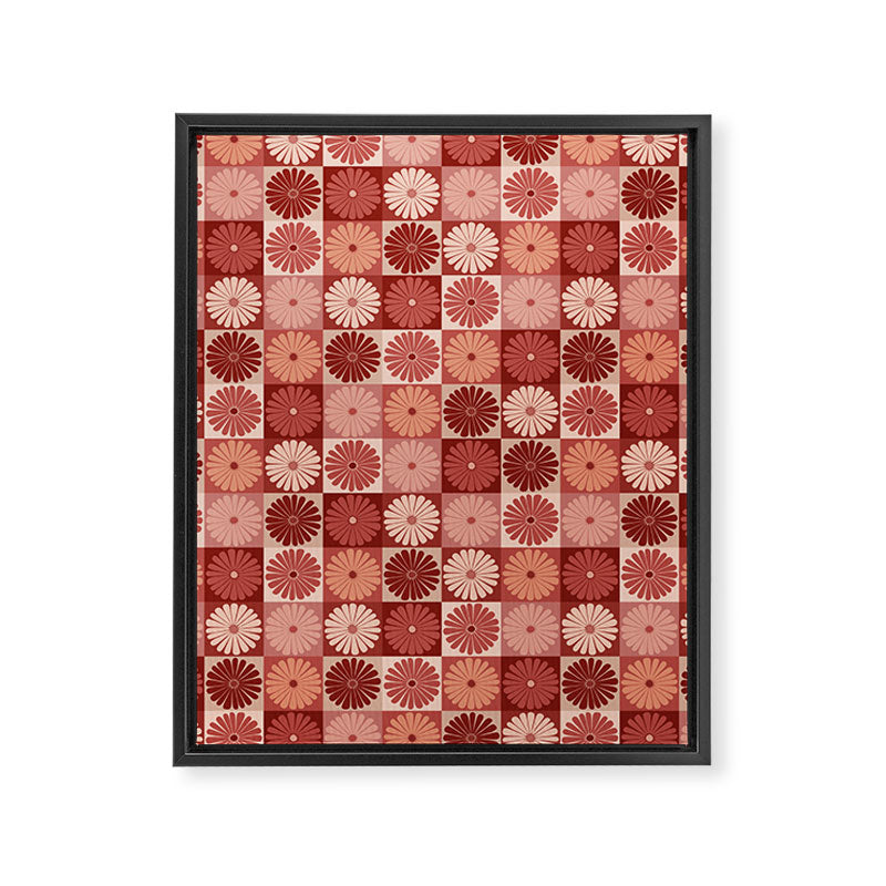 Retro Flowers Check Pattern XI Framed Canvas Print Gallery Image 8