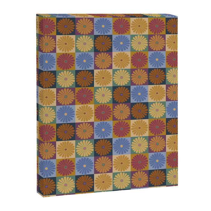 Retro Flowers Check Pattern XII Canvas Print Gallery Image 1
