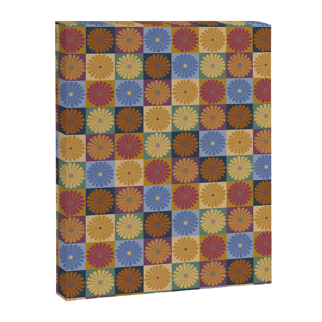 Retro Flowers Check Pattern XII Canvas Print Gallery Image 8