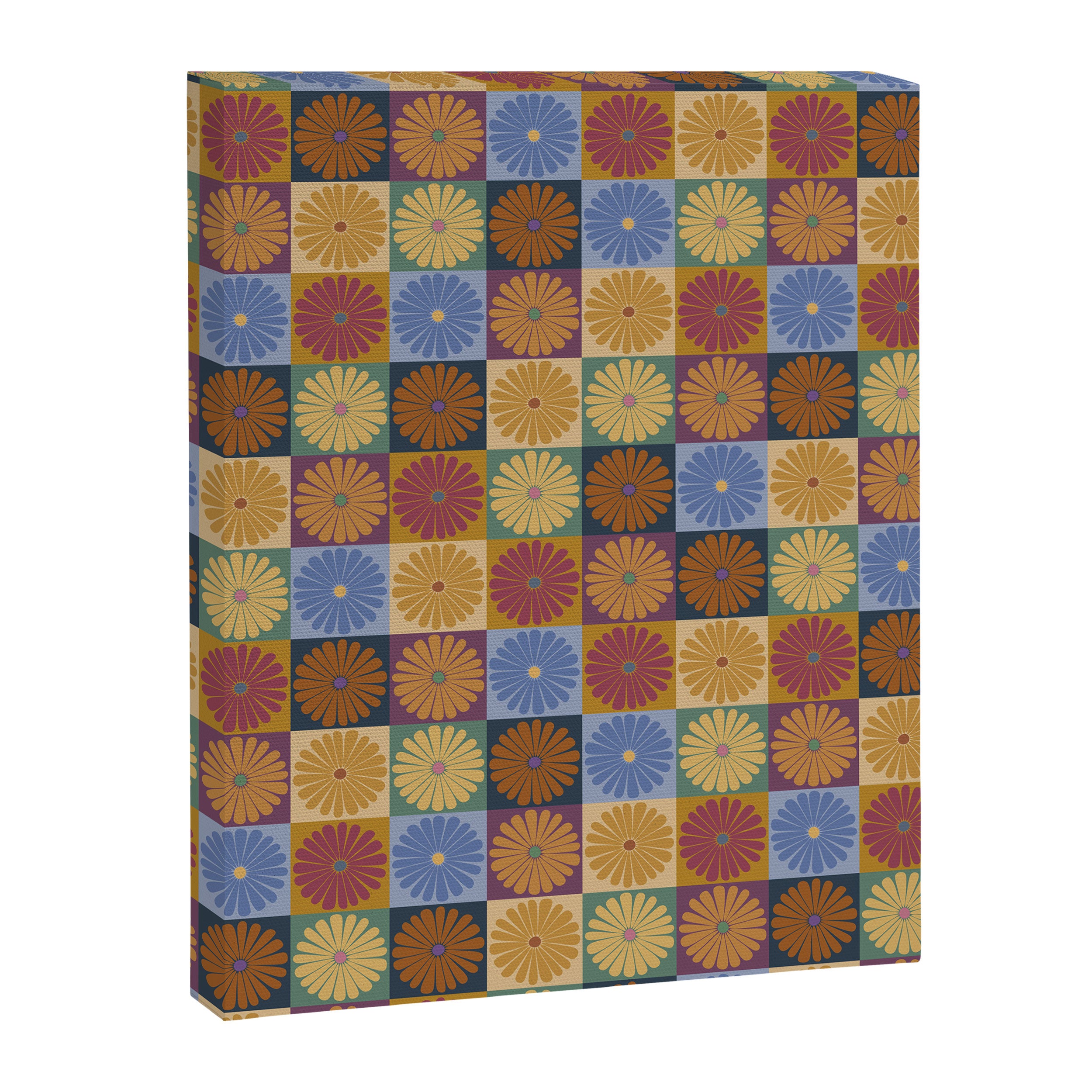 Retro Flowers Check Pattern XII Canvas Print Gallery Image 8