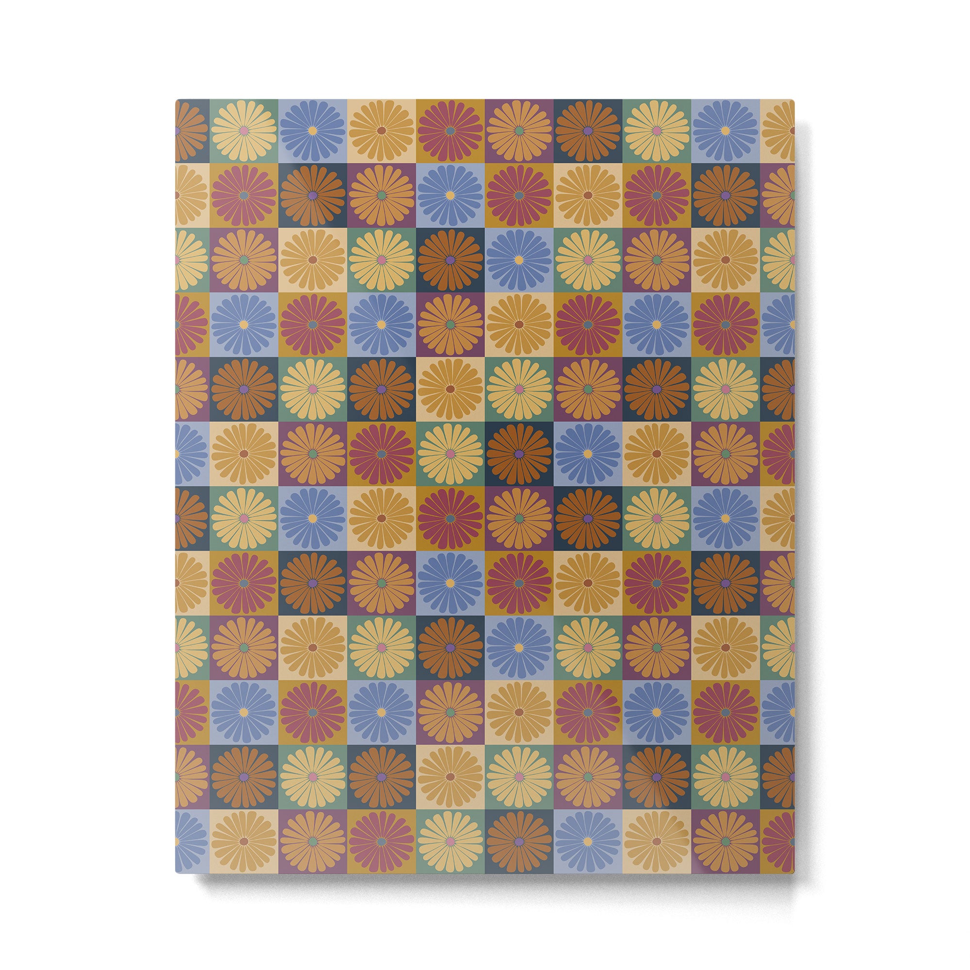 Retro Flowers Check Pattern XII Metal Print Gallery Image 6