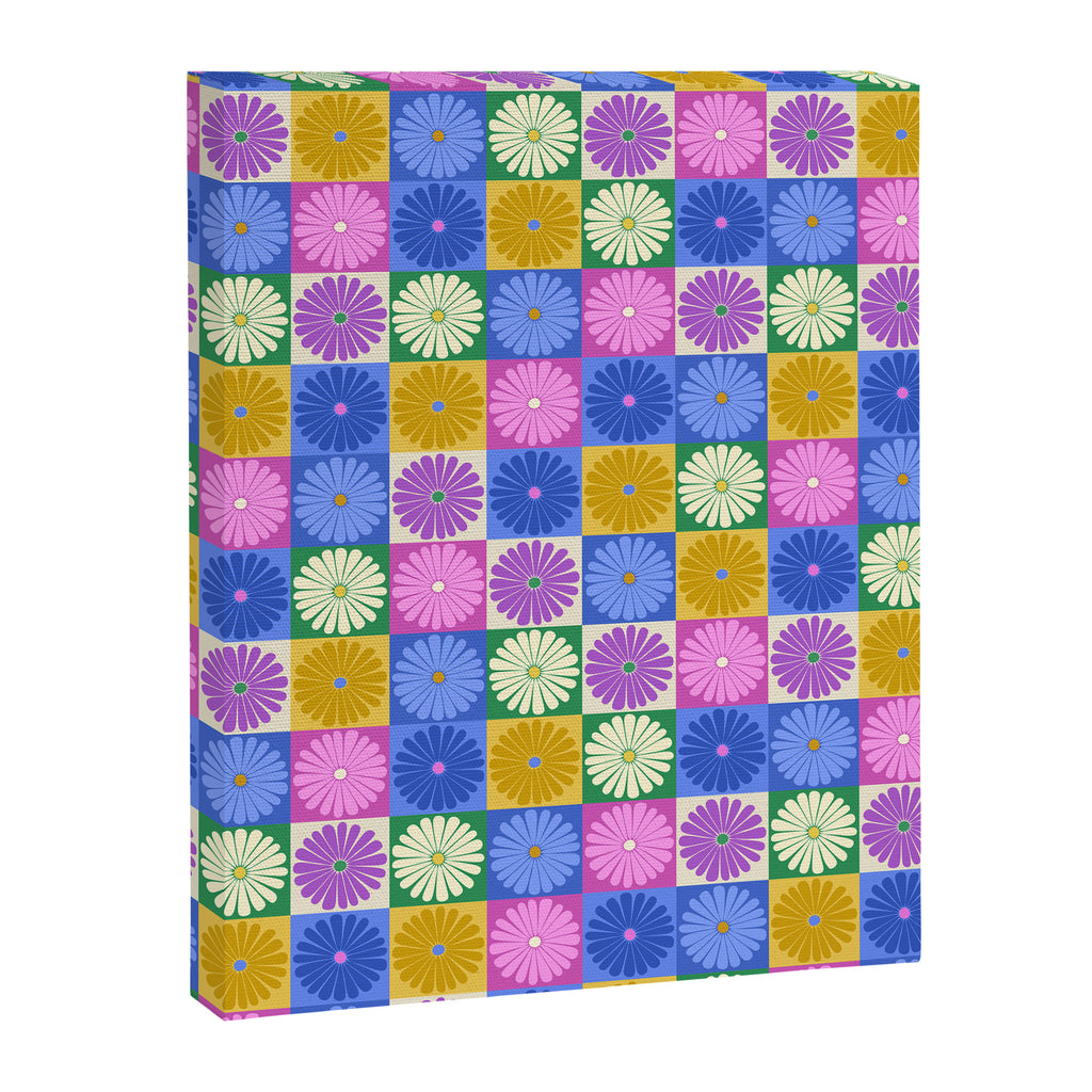 Retro Flowers Check Pattern XIV Canvas Print Gallery Image 8