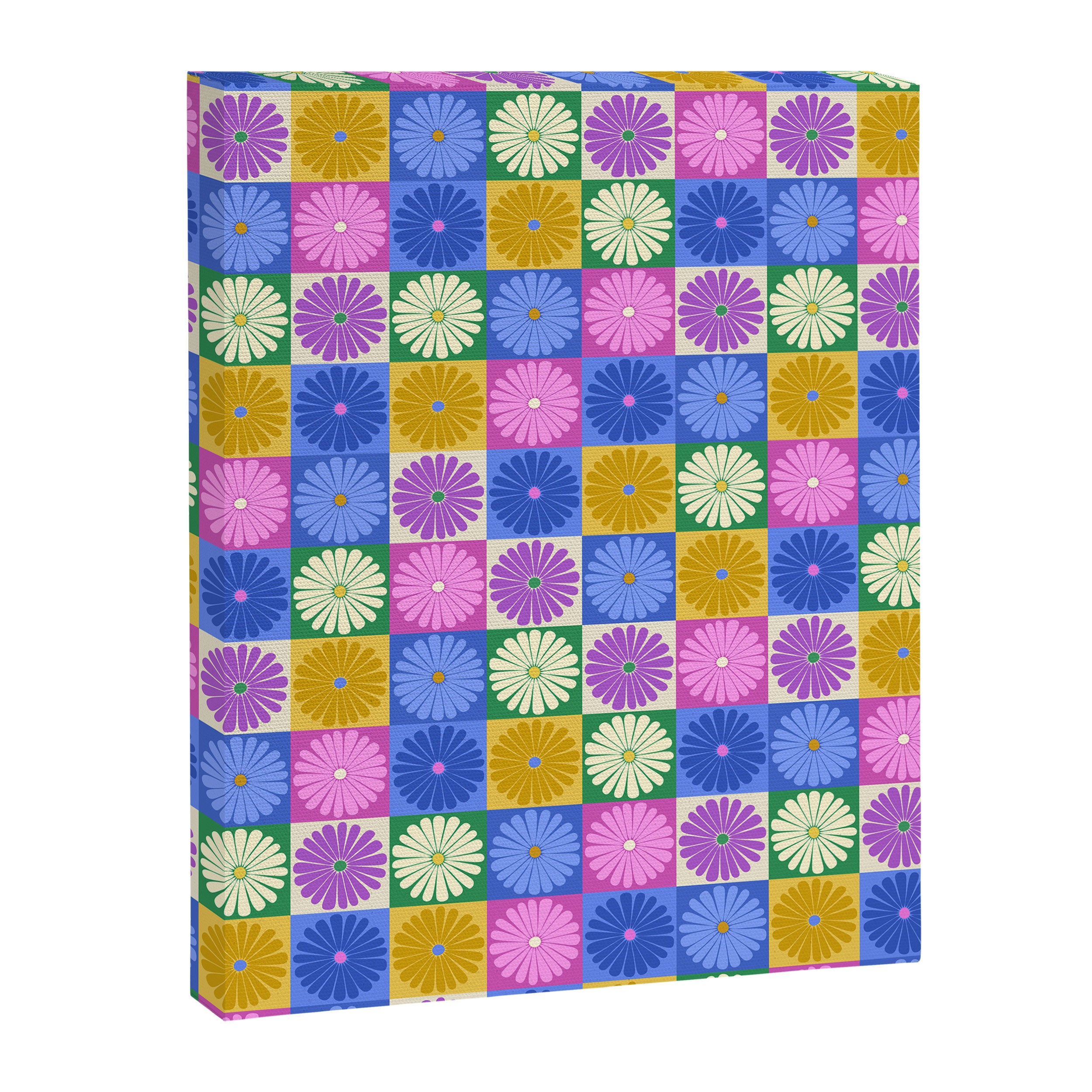 Retro Flowers Check Pattern XIV Canvas Print Gallery Image 8