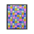Retro Flowers Check Pattern XIV Framed Canvas Print Gallery Image 8
