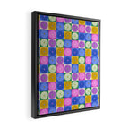 Retro Flowers Check Pattern XIV Framed Canvas Print Gallery Image 2