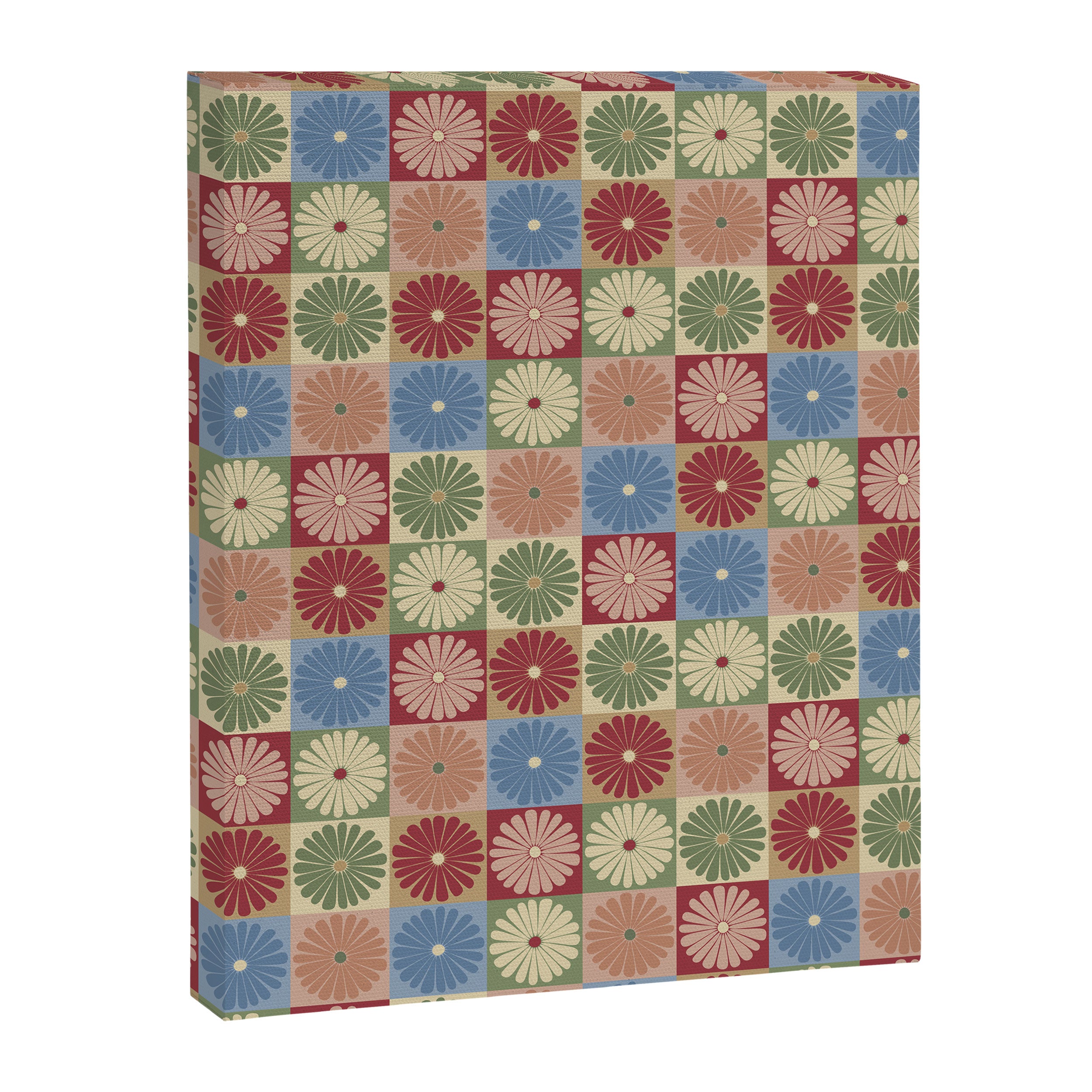 Retro Flowers Check Pattern XIX Canvas Print Gallery Image 8