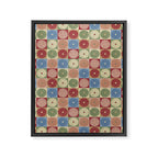 Retro Flowers Check Pattern XIX Framed Canvas Print Gallery Image 8