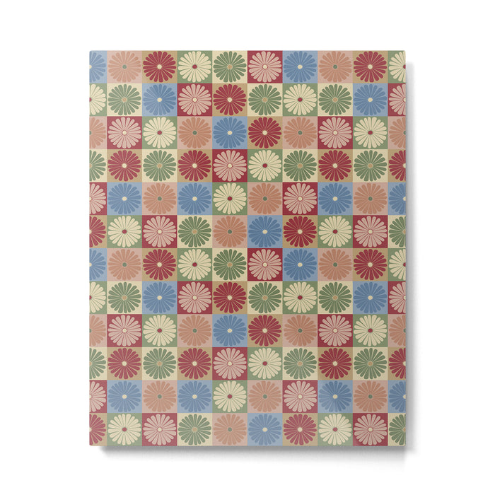 Retro Flowers Check Pattern XIX Metal Print Gallery Image 1