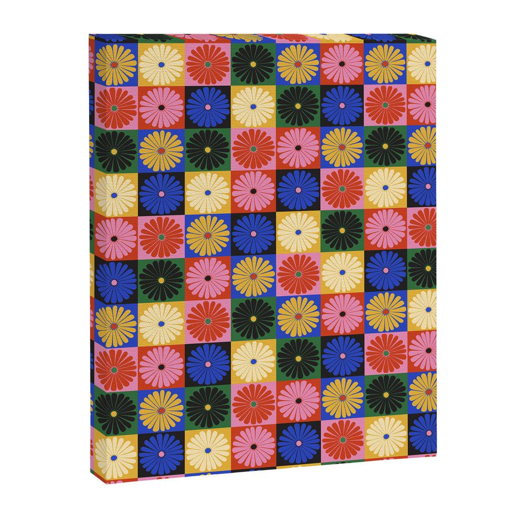 Retro Flowers Check Pattern XV Canvas Print Gallery Image 8