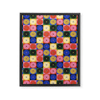 Retro Flowers Check Pattern XV Framed Canvas Print Gallery Image 8