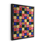 Retro Flowers Check Pattern XV Framed Canvas Print Gallery Image 2