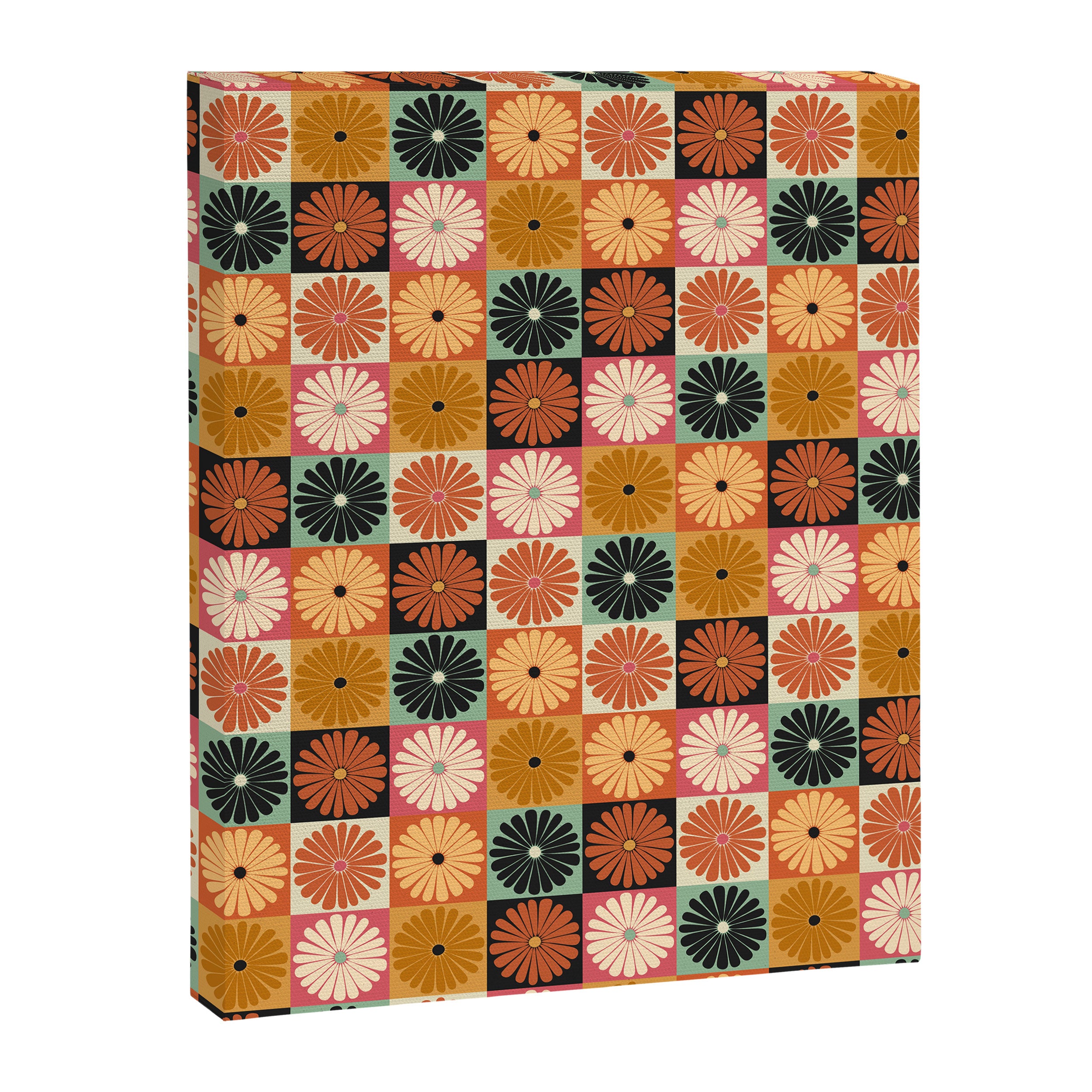 Retro Flowers Check Pattern XVI Canvas Print Gallery Image 8