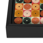 Retro Flowers Check Pattern XVI Framed Canvas Print Gallery Image 3