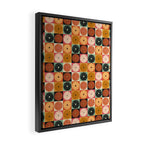 Retro Flowers Check Pattern XVI Framed Canvas Print Gallery Image 2