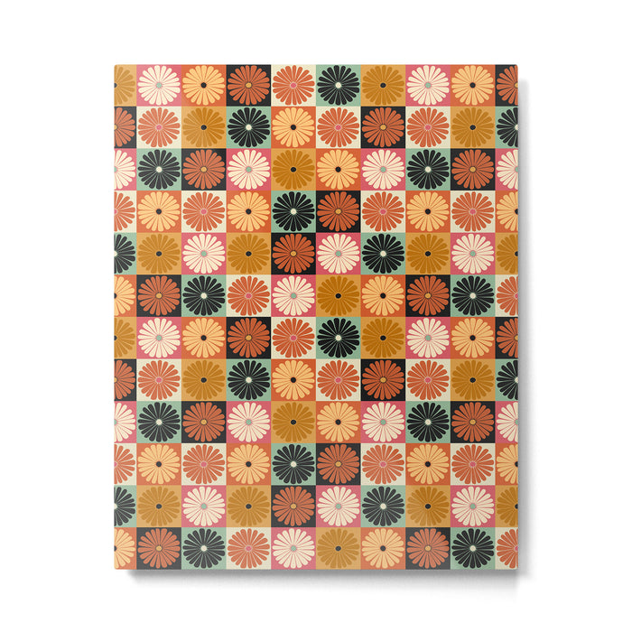 Retro Flowers Check Pattern XVI Metal Print Gallery Image 1