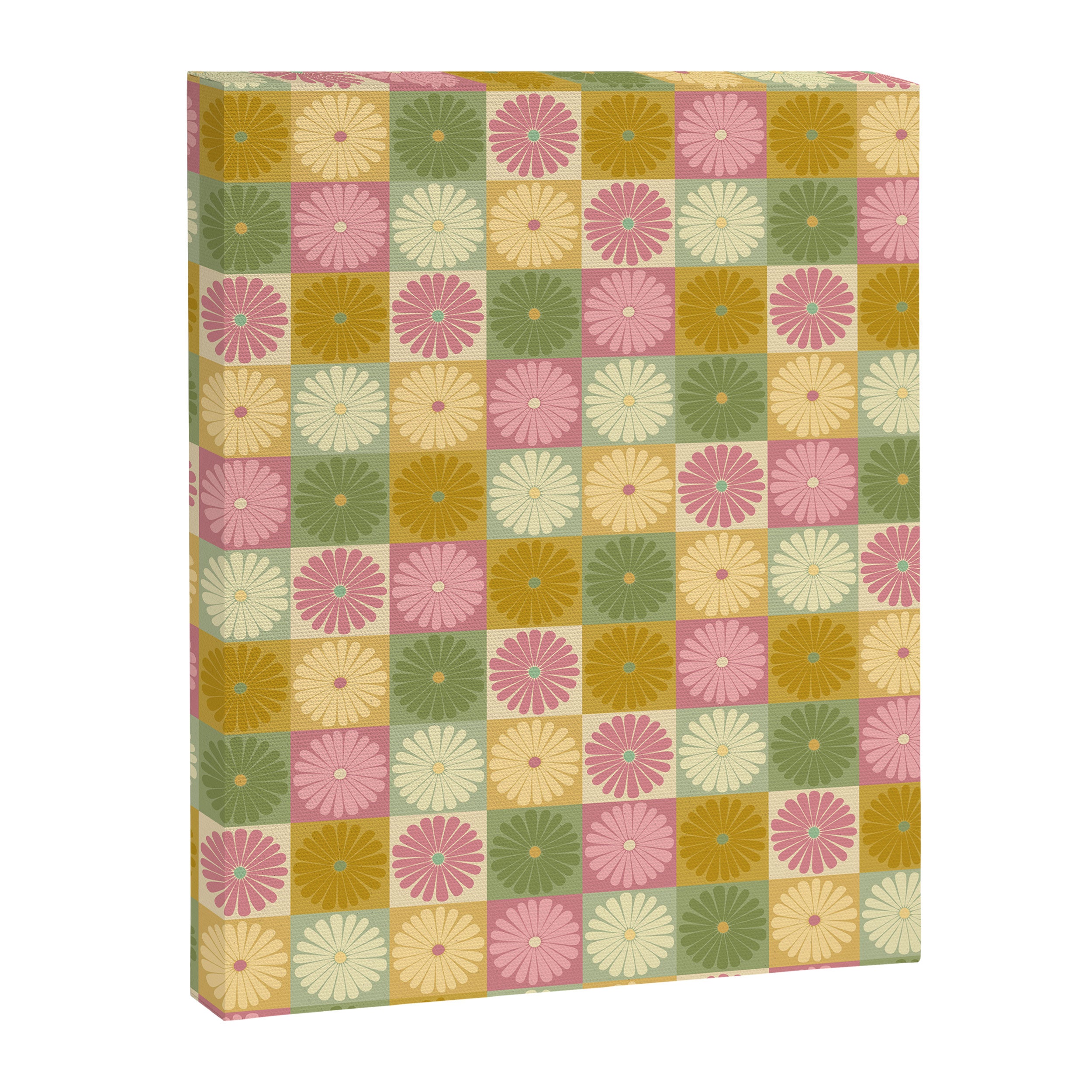 Retro Flowers Check Pattern XVII Canvas Print Gallery Image 8