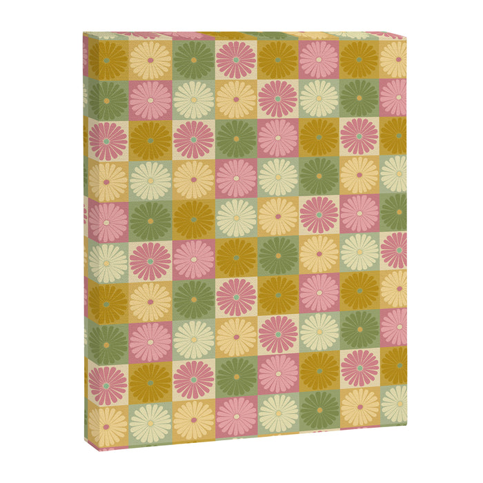 Retro Flowers Check Pattern XVII Canvas Print Gallery Image 1
