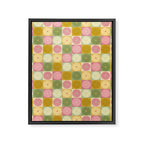 Retro Flowers Check Pattern XVII Framed Canvas Print Gallery Image 8