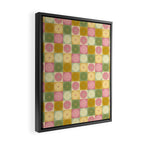 Retro Flowers Check Pattern XVII Framed Canvas Print Gallery Image 2