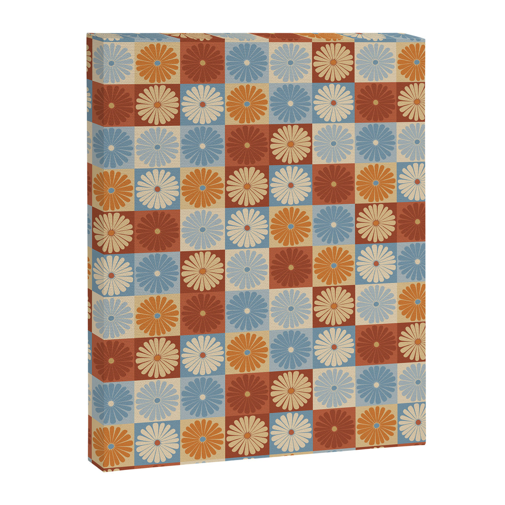 Retro Flowers Check Pattern XVIII Canvas Print Gallery Image 8