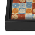 Retro Flowers Check Pattern XVIII Framed Canvas Print Gallery Image 3