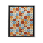 Retro Flowers Check Pattern XVIII Framed Canvas Print Gallery Image 8