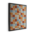 Retro Flowers Check Pattern XVIII Framed Canvas Print Gallery Image 2