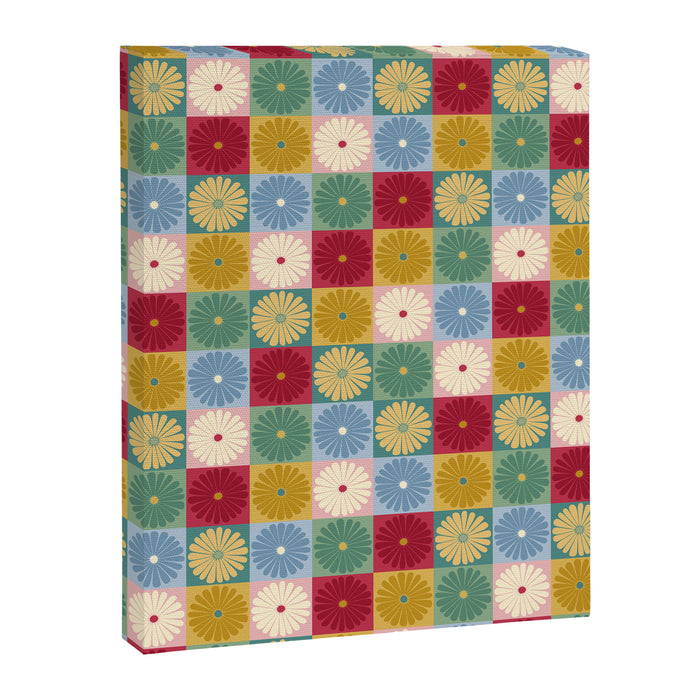 Retro Flowers Check Pattern XX Canvas Print Gallery Image 1