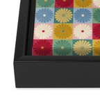 Retro Flowers Check Pattern XX Framed Canvas Print Gallery Image 3