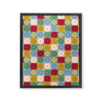 Retro Flowers Check Pattern XX Framed Canvas Print Gallery Image 8