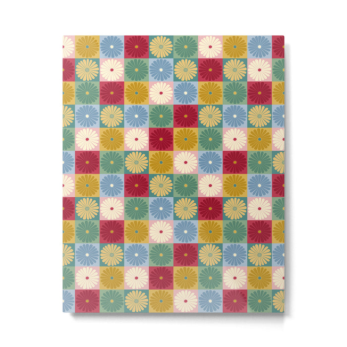Retro Flowers Check Pattern XX Metal Print Gallery Image 1