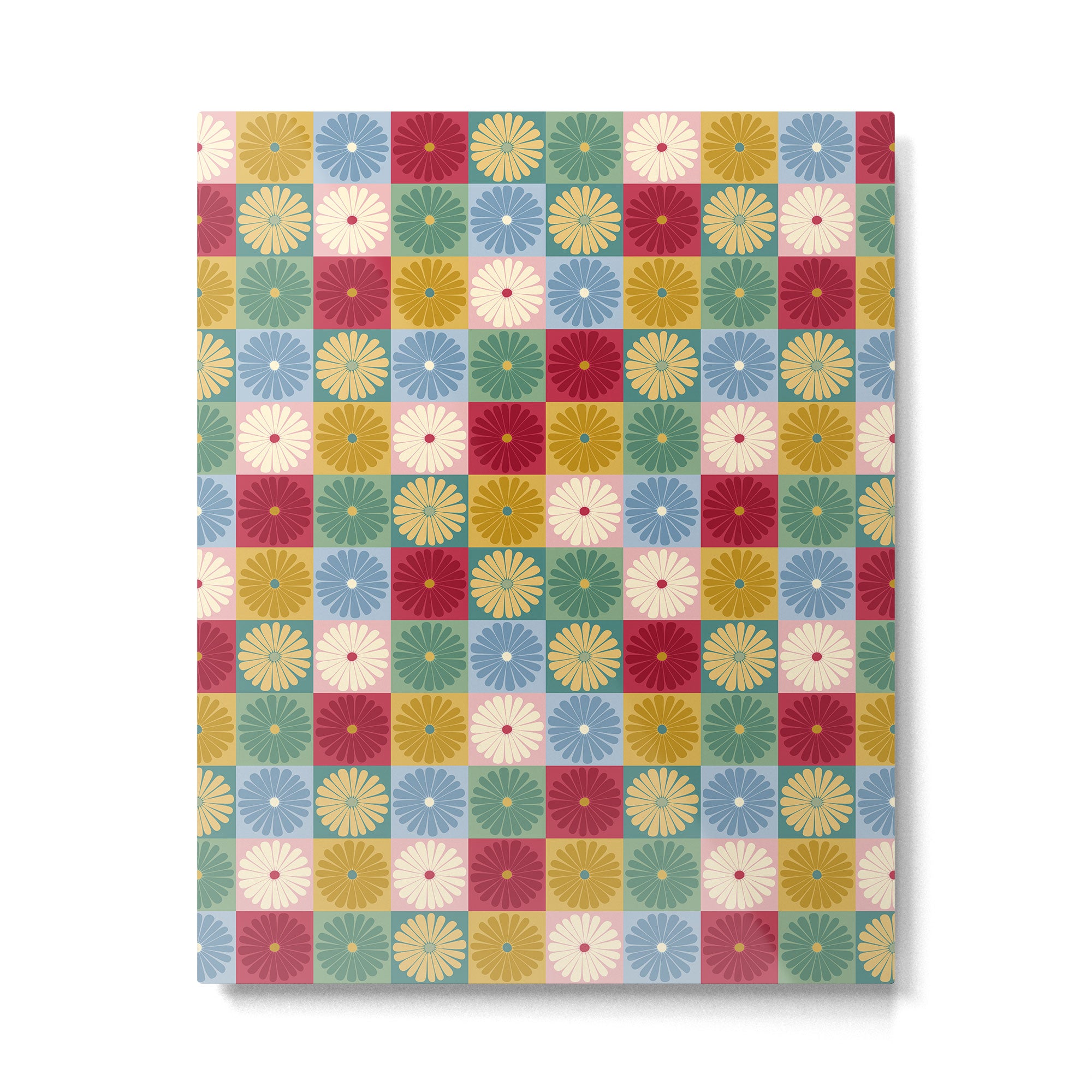 Retro Flowers Check Pattern XX Metal Print Gallery Image 6