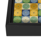 Retro Flowers Check Pattern XXI Framed Canvas Print Gallery Image 3