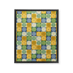Retro Flowers Check Pattern XXI Framed Canvas Print Gallery Image 8