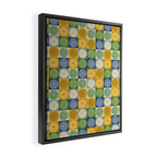Retro Flowers Check Pattern XXI Framed Canvas Print Gallery Image 2