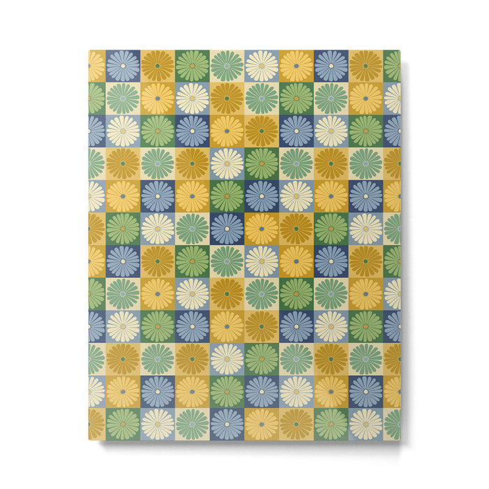 Retro Flowers Check Pattern XXI Metal Print Gallery Image 1