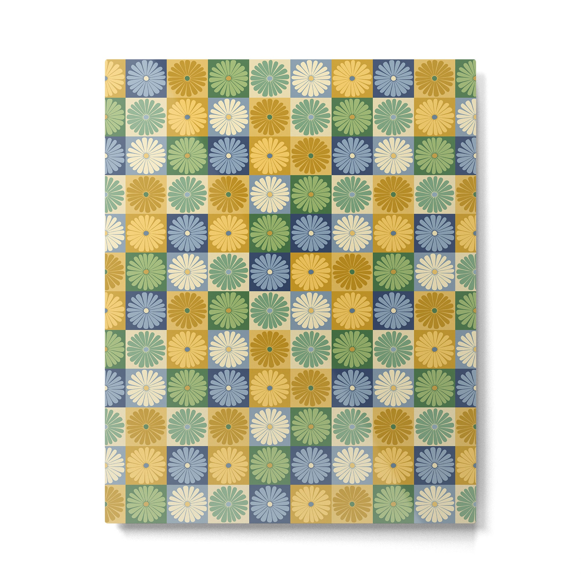 Retro Flowers Check Pattern XXI Metal Print Gallery Image 6