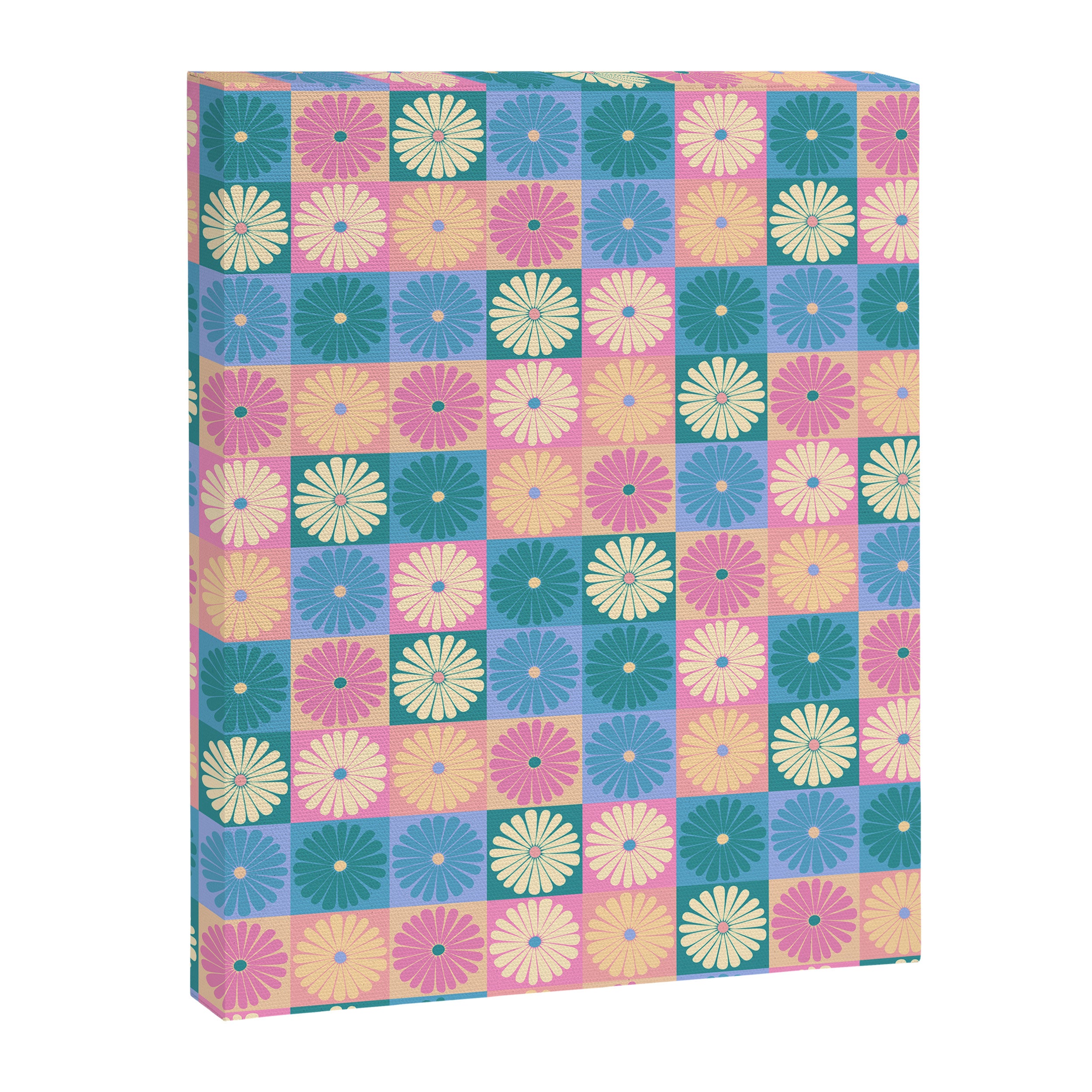 Retro Flowers Check Pattern XXIII Canvas Print Gallery Image 8