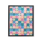 Retro Flowers Check Pattern XXIII Framed Canvas Print Gallery Image 8
