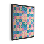 Retro Flowers Check Pattern XXIII Framed Canvas Print Gallery Image 2