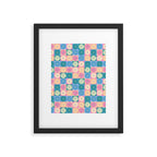 Retro Flowers Check Pattern XXIII Framed Art Print Gallery Image 6